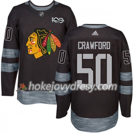 Pánské Hokejový Dres Chicago Blackhawks Corey Crawford 50 1917-2017 100th Anniversary Adidas Černá Authentic